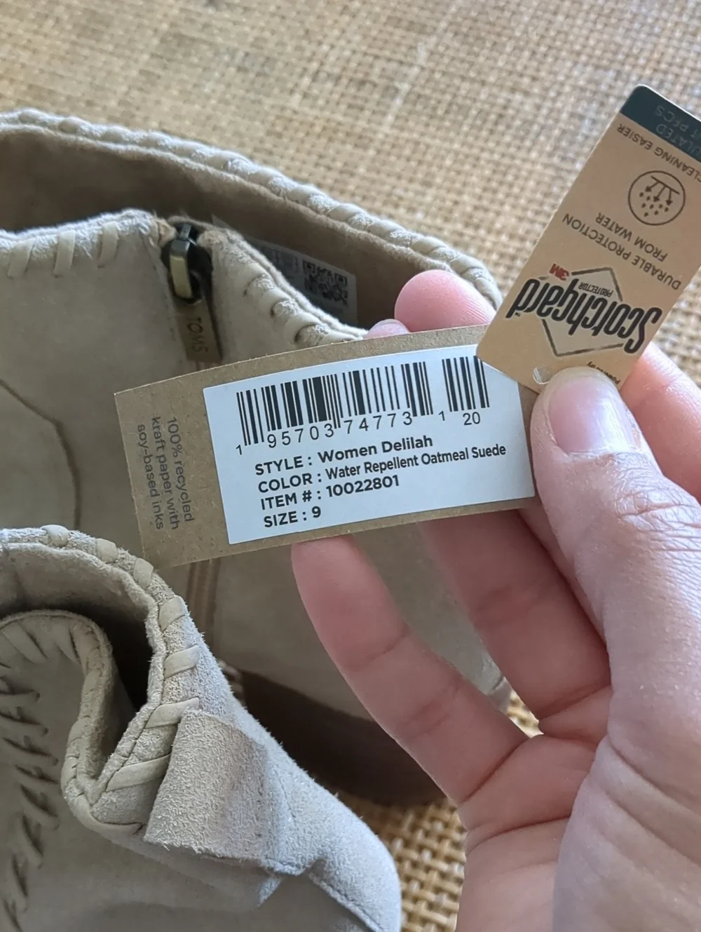 TOMS Cream Suede Stitched Ankle Booties - Picture 5 of 6